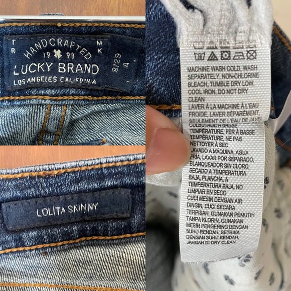Lucky Brand Lolita Skinny Frayed Distressed Cropped Jeans Mid Rise Size 8 - Picture 11 of 12
